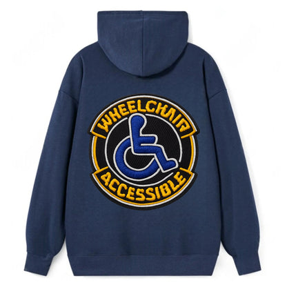 WHEELCHAIR ACCESSIBLE - accessibility symbol in blue , inclusion - Classic Pullover Hoodie - Navy