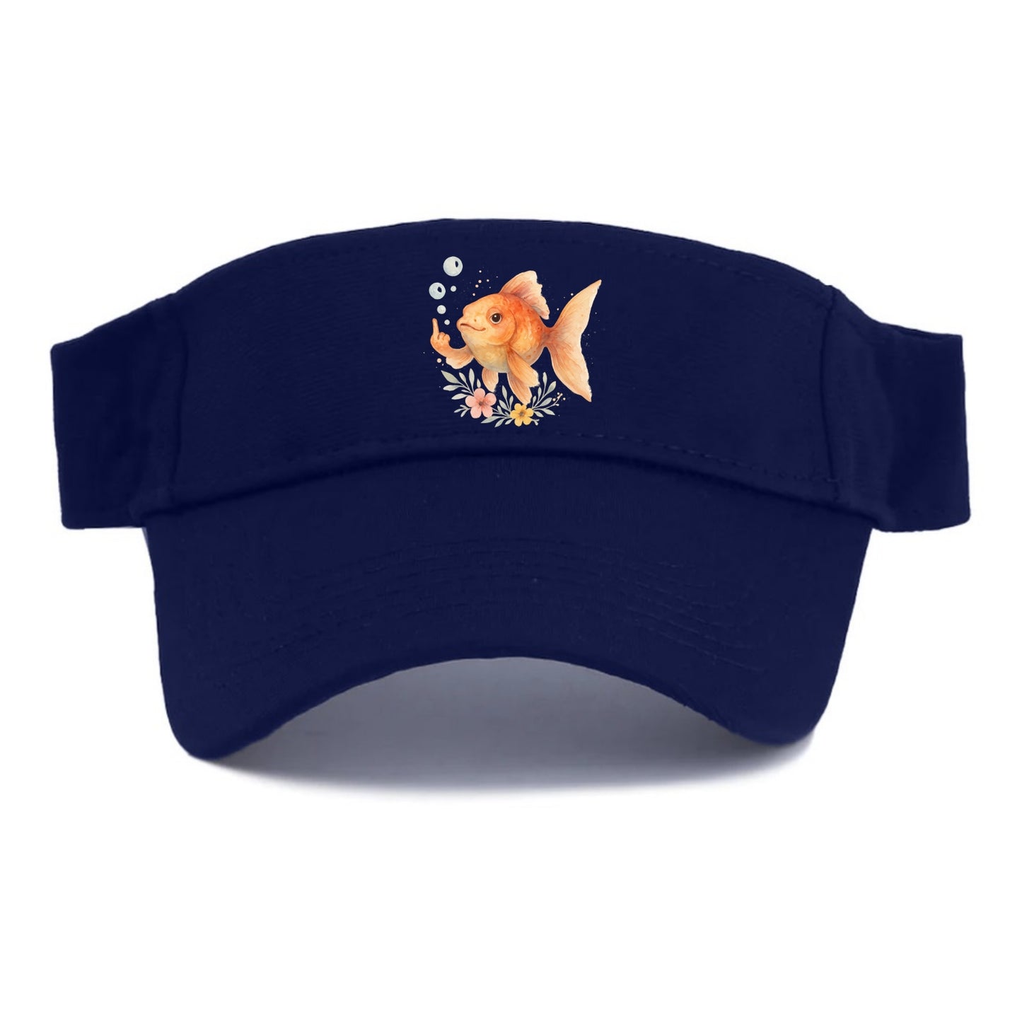 chubby goldfish blowing bubbles, one fin extended like middle finger - Visor - Navy