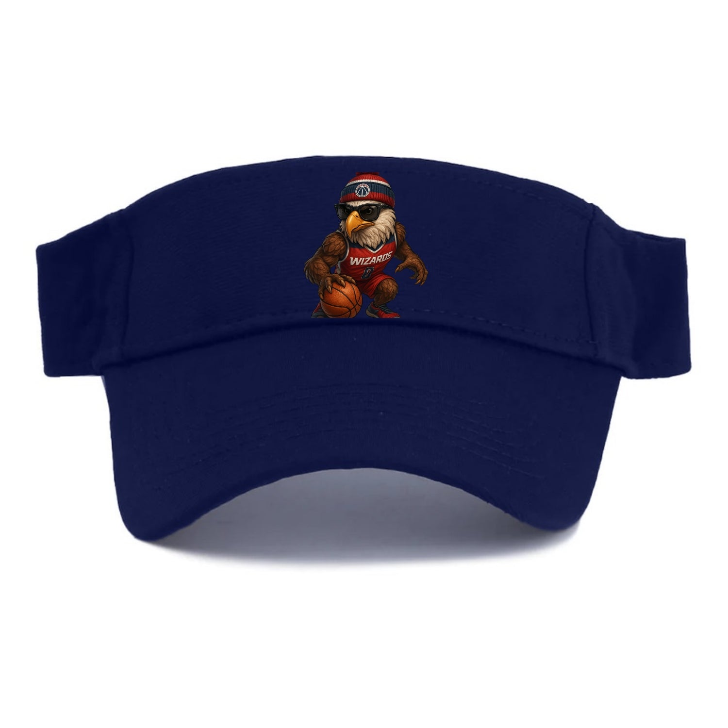 DC Eagle wearing Wizards red white and blue beanie with monument patch and wayfarer - Visor - Navy