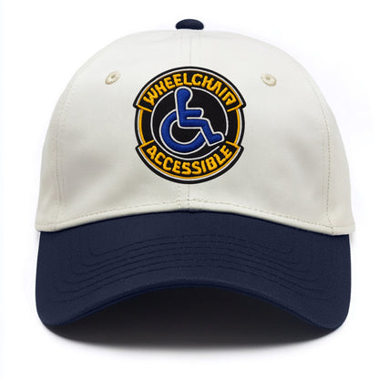 WHEELCHAIR ACCESSIBLE - accessibility symbol in blue , inclusion - Two Tone Cap - Navy