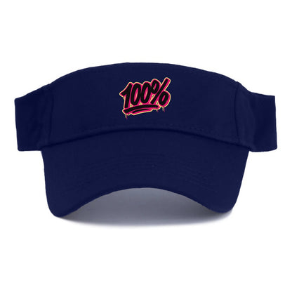 Bold typography design - "100%" - all in, fully committed - Visor - Navy