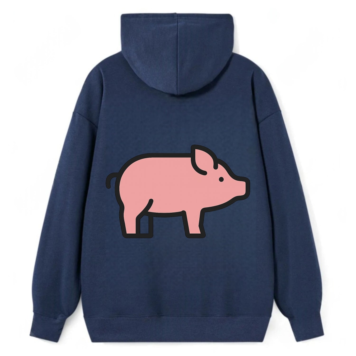 Pig - Pink farm pig flat side profile - Classic Pullover Hoodie - Navy