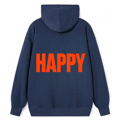 Bold typography design - "HAPPY" - joyful, content, pleased - Classic Pullover Hoodie - Navy