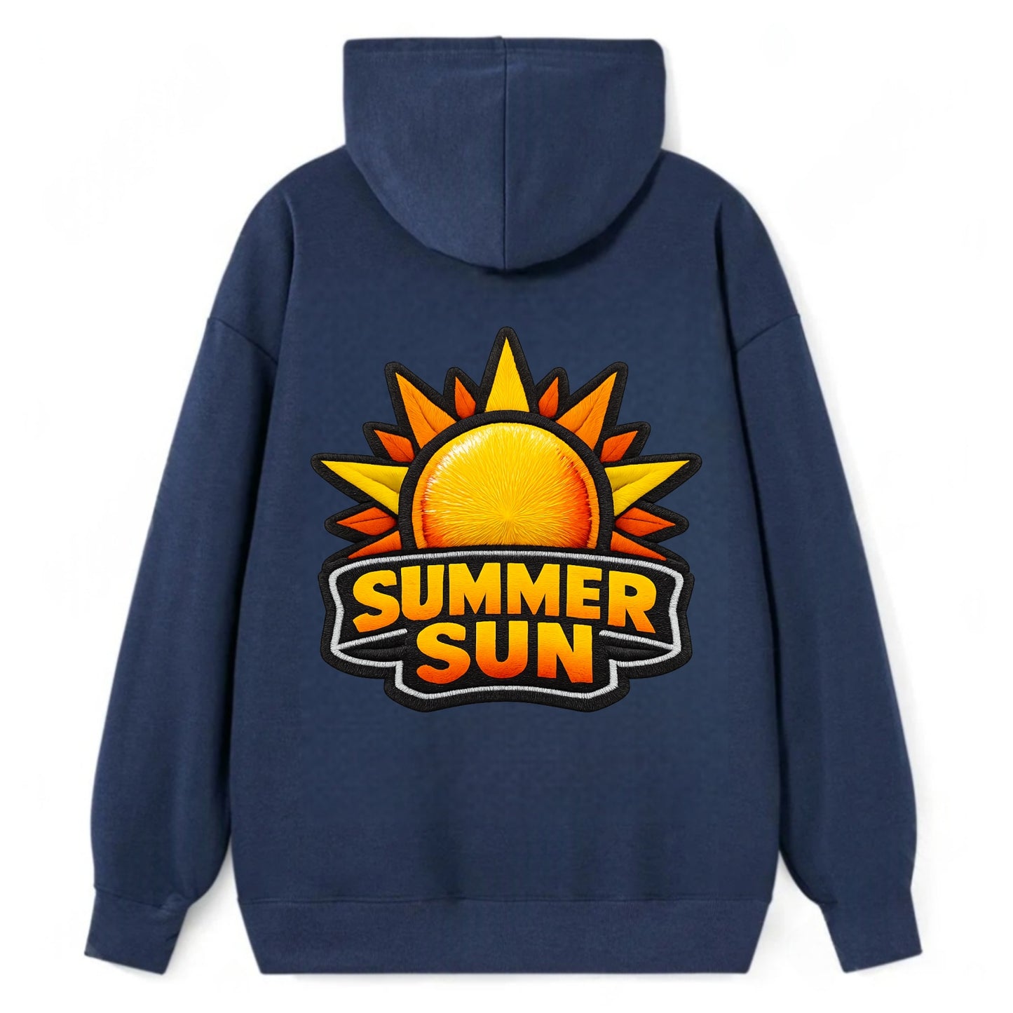 SUMMER SUN - bright sun with rays in yellow and orange , hot season - Classic Pullover Hoodie - Navy