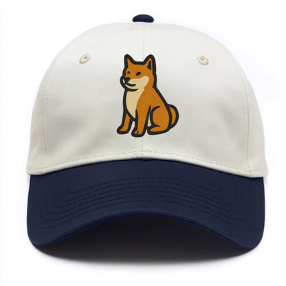 Shiba Inu - Red colored sitting pose - T Two Tone Cap - Navy