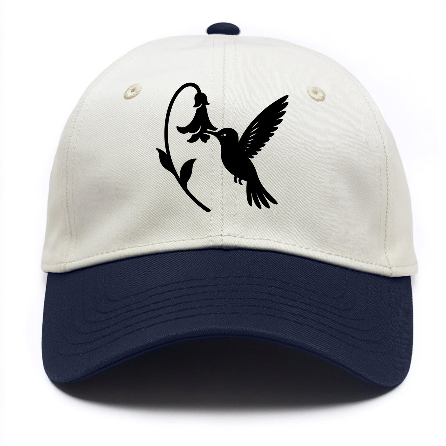 Hummingbird hovering at flower - Two Tone Cap - Navy