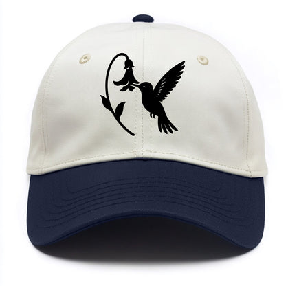 Hummingbird hovering at flower - Two Tone Cap - Navy