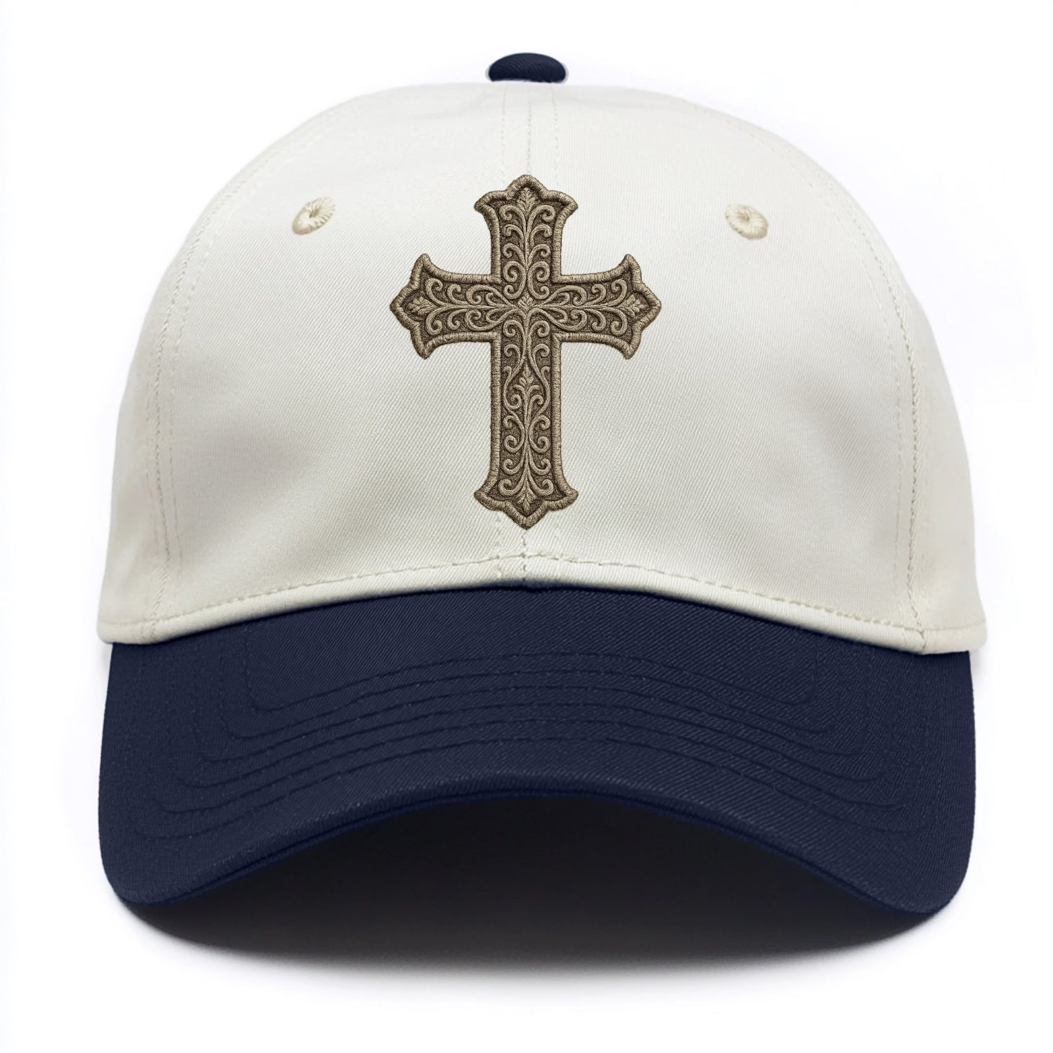 Filigree Cross  - Two Tone Cap - Navy
