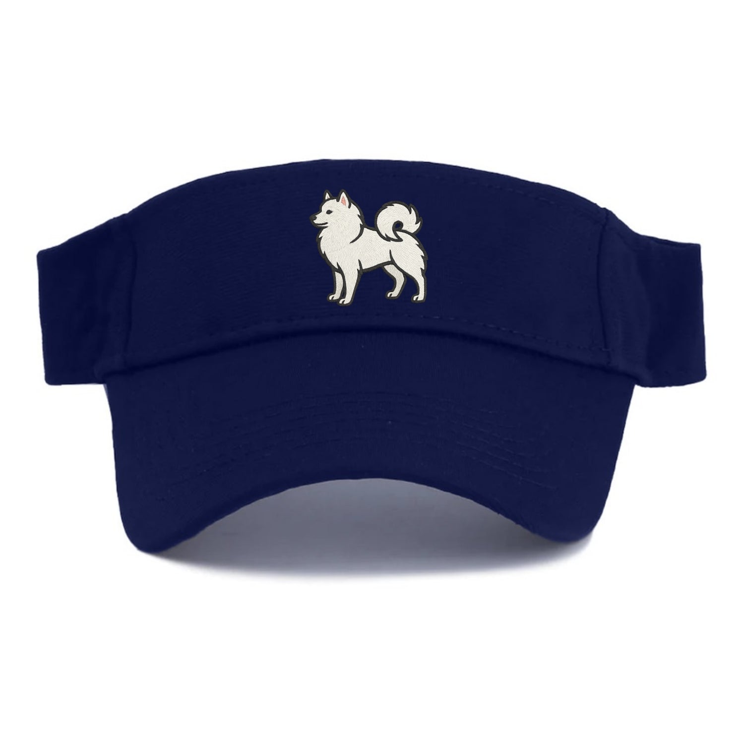 American Eskimo Dog - White spitz embroidered standing design - Visor - Navy