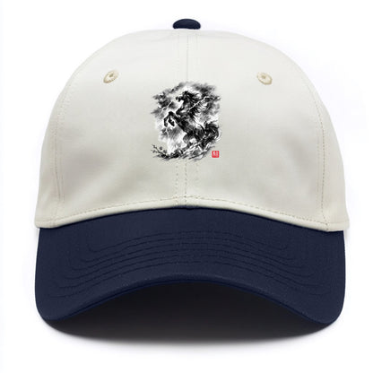 THUNDER HORSE | Storm horse with lightning elements | Dramatic storm clouds - Two Tone Cap - Navy