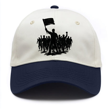 Crowd of protesters marching - solidarity movement ink painting - Two Tone Cap - Navy