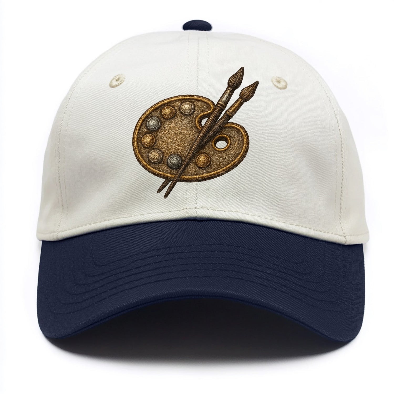 Artist palette with brushes - painter emblem - Two Tone Cap - Navy