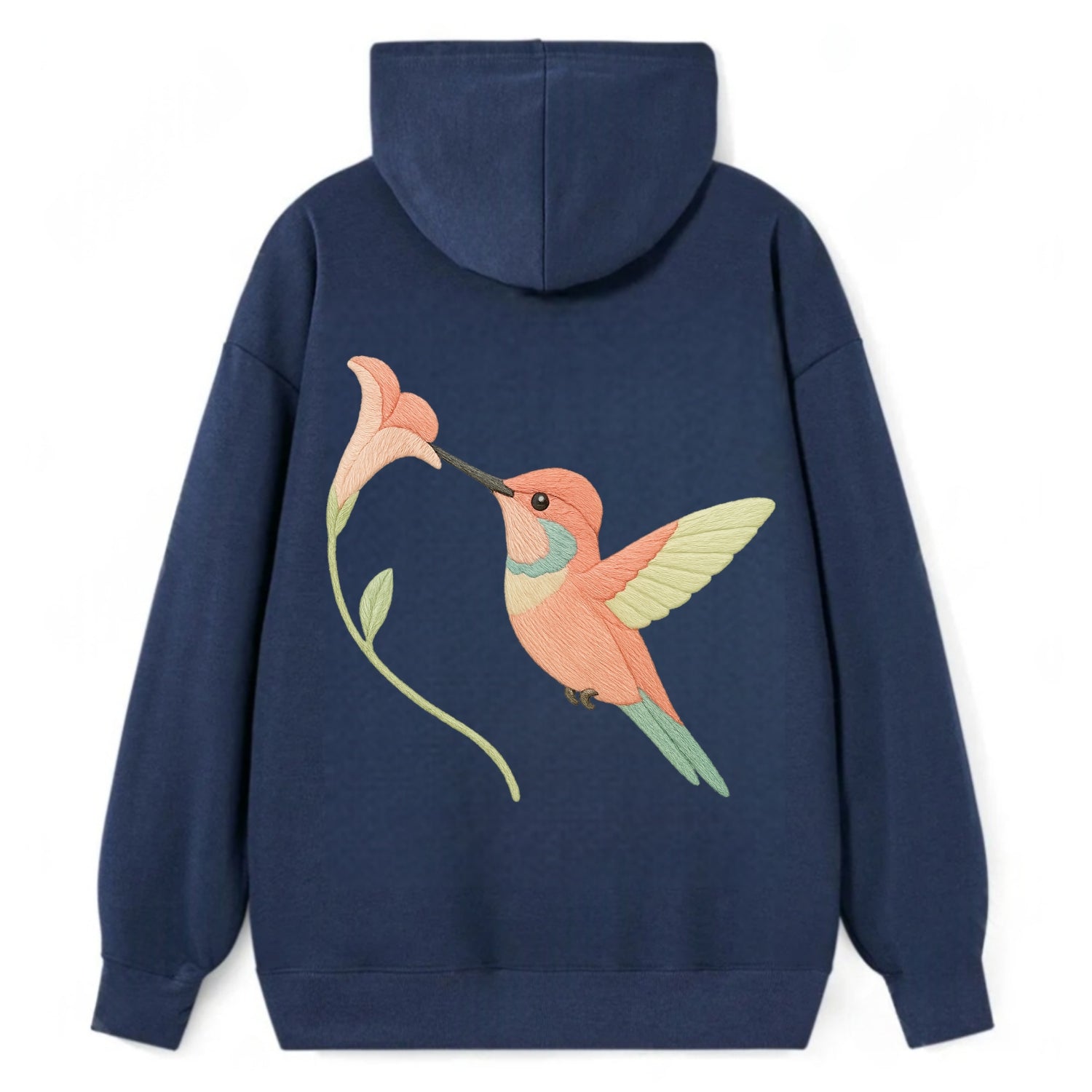 Coral Hummingbird - Classic Pullover Hoodie - Navy