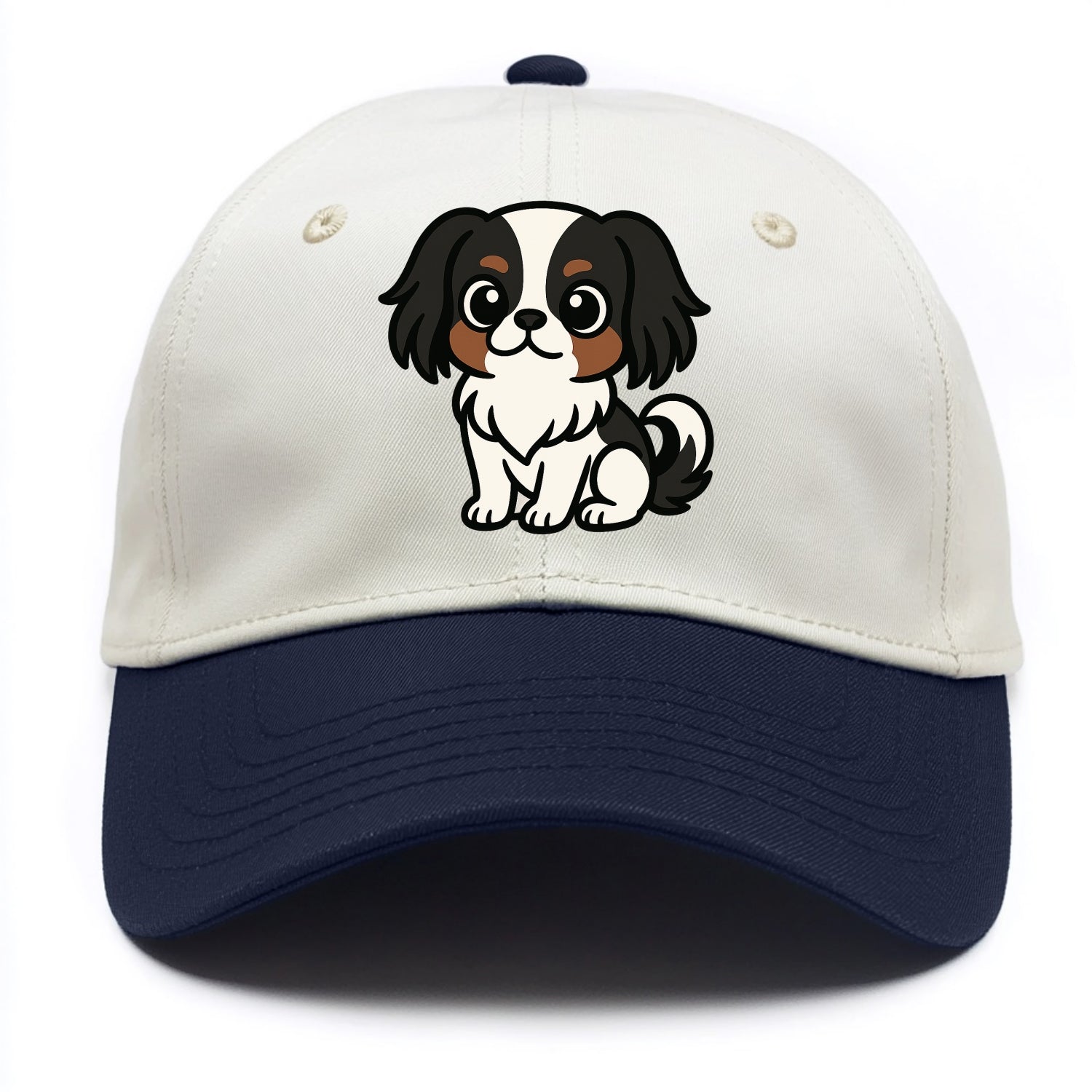 Japanese Chin - Black and white sitting pose - Two Tone Cap - Navy