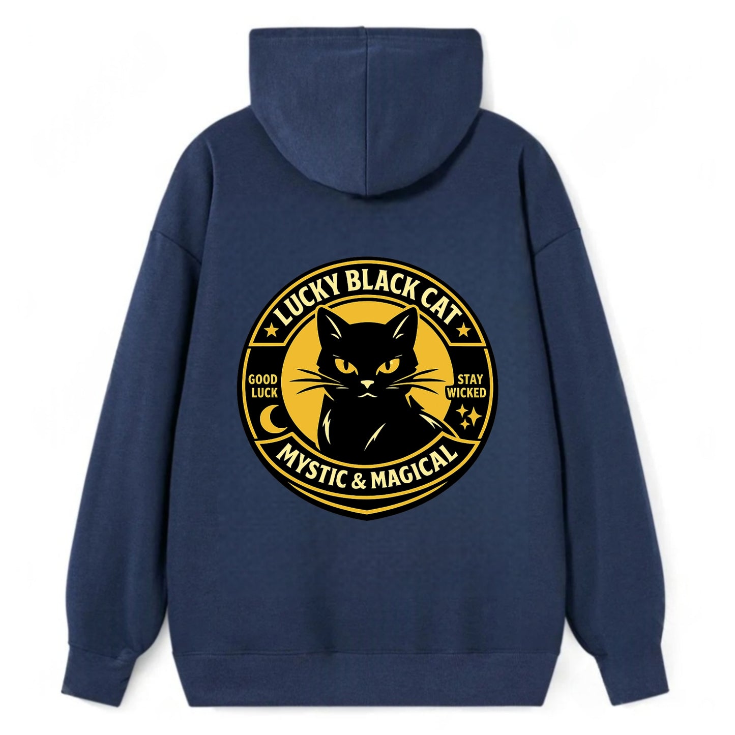 Mystic Feline Emblem - Classic Pullover Hoodie - Navy