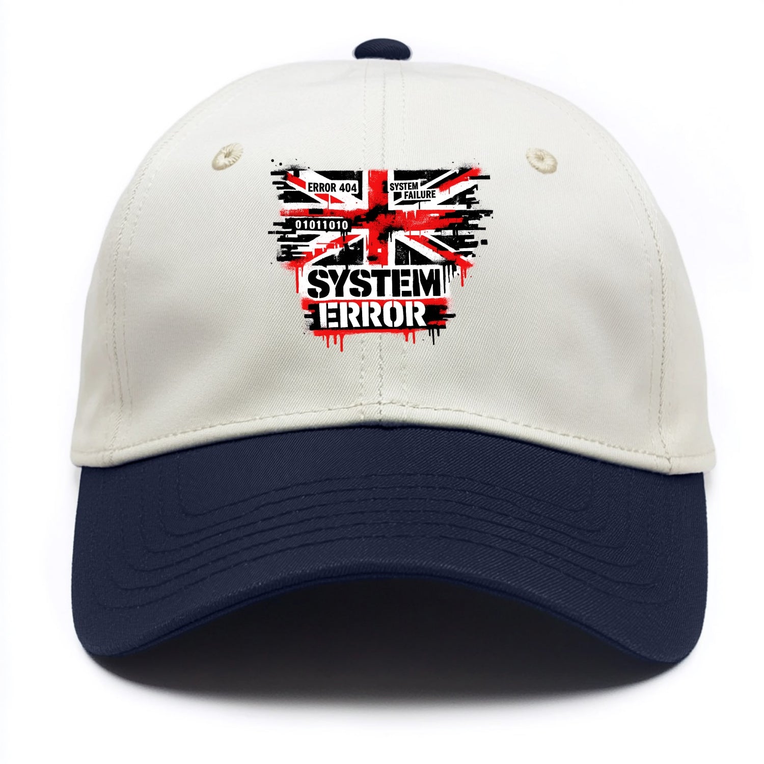 SYSTEM ERROR | Glitch Union Jack pattern | Digital corruption effect | Error code - Two Tone Cap - Navy