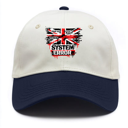 SYSTEM ERROR | Glitch Union Jack pattern | Digital corruption effect | Error code - Two Tone Cap - Navy