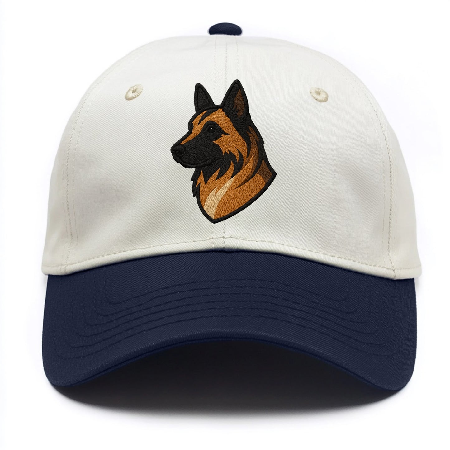Belgian Tervuren - Fawn with black overlay embroidered design - Two Tone Cap - Navy
