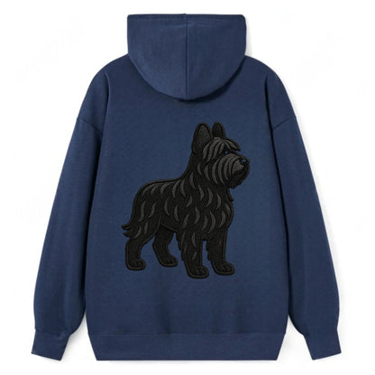 Briard - Black wavy coat embroidered herding pose - Classic Pullover Hoodie - Navy