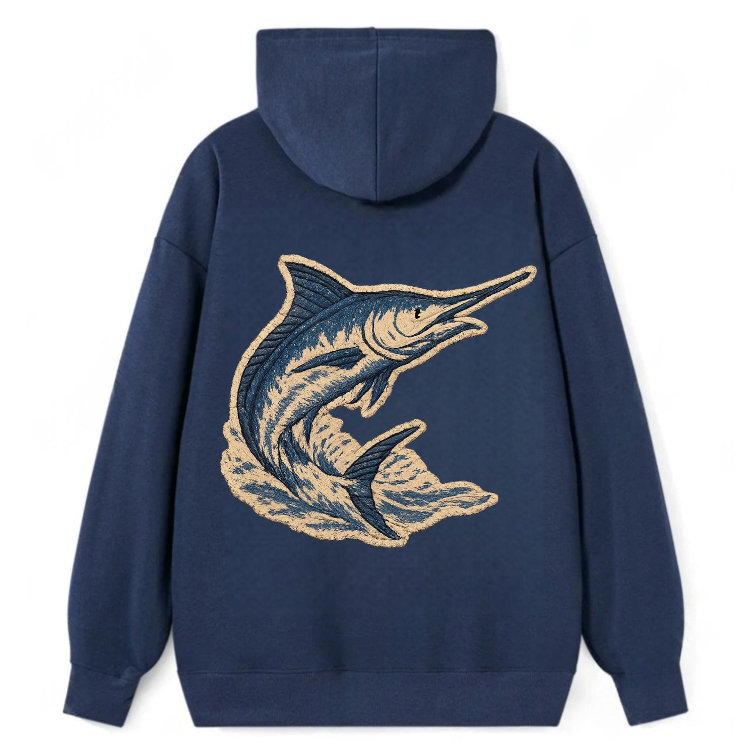 SWORDFISH MARLIN - leaping marlin in blue and silver , sport fishing - Classic Pullover Hoodie - Navy