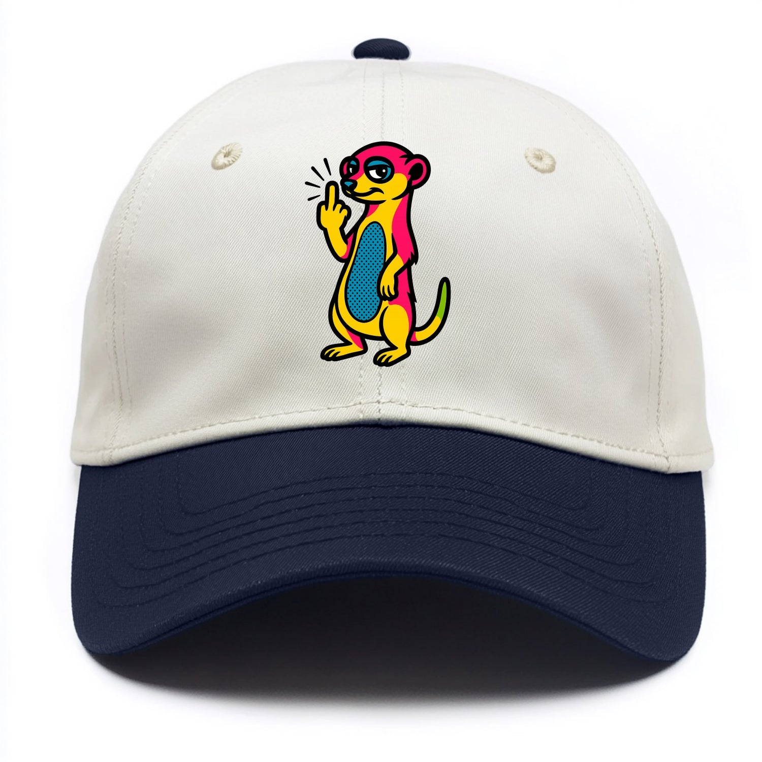 cute meerkat standing guard on hind legs, one front paw raised in sassy salute - Two Tone Cap - Navy