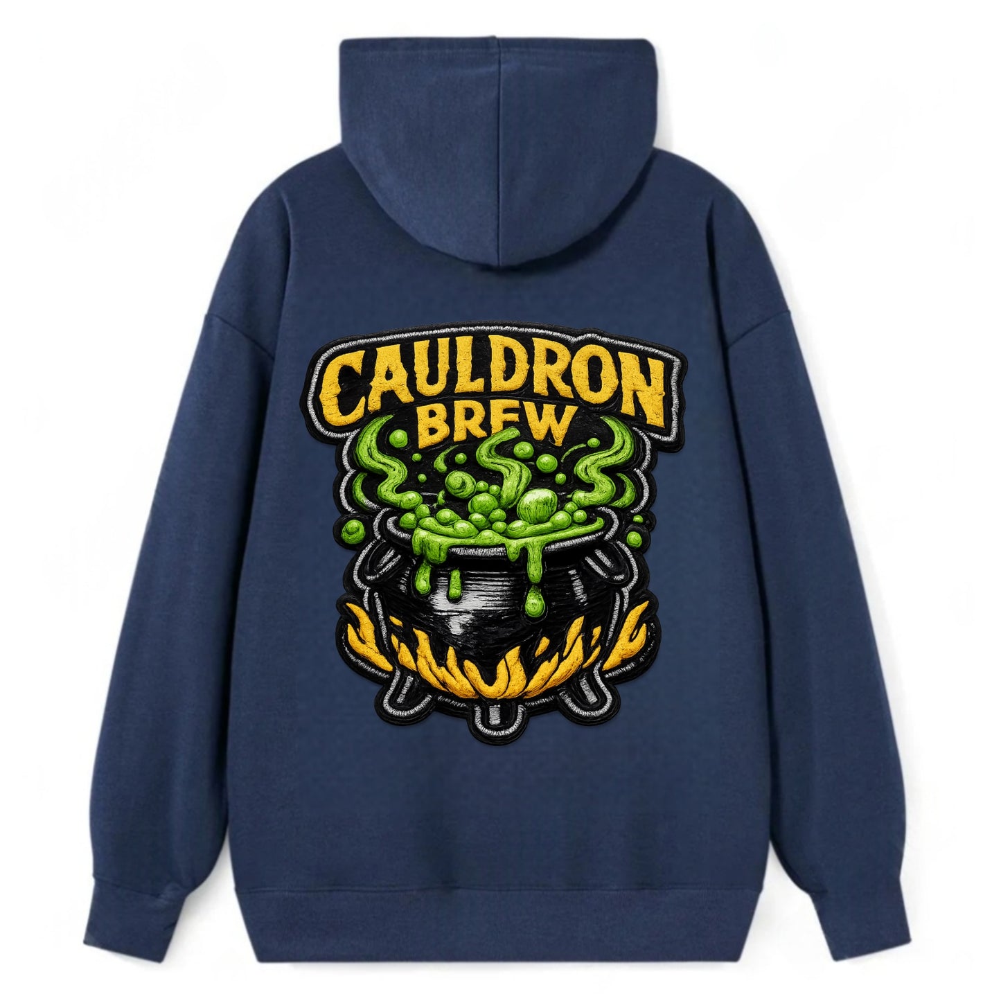 CAULDRON BREW - bubbling pot in black and green , witch craft - Classic Pullover Hoodie - Navy