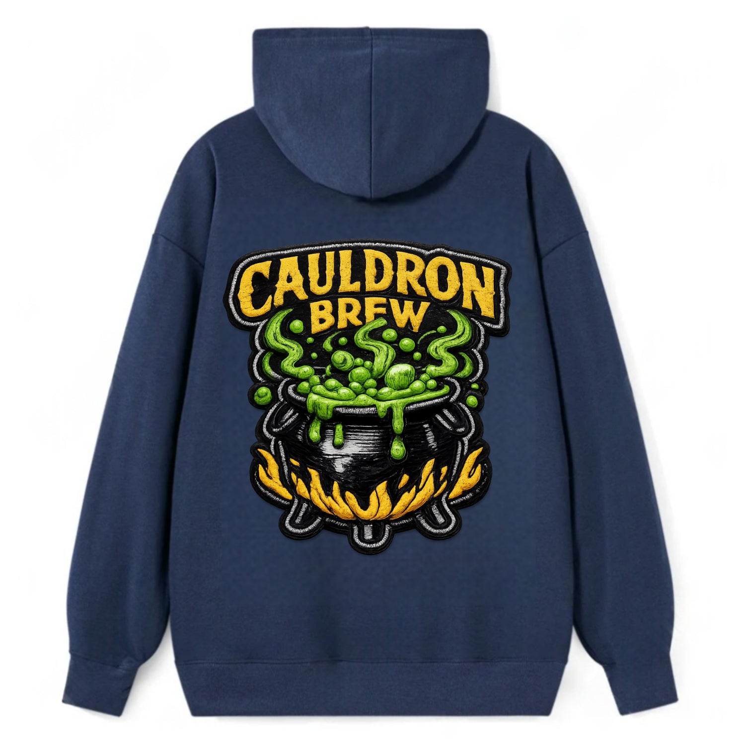 CAULDRON BREW - bubbling pot in black and green , witch craft - Classic Pullover Hoodie - Navy