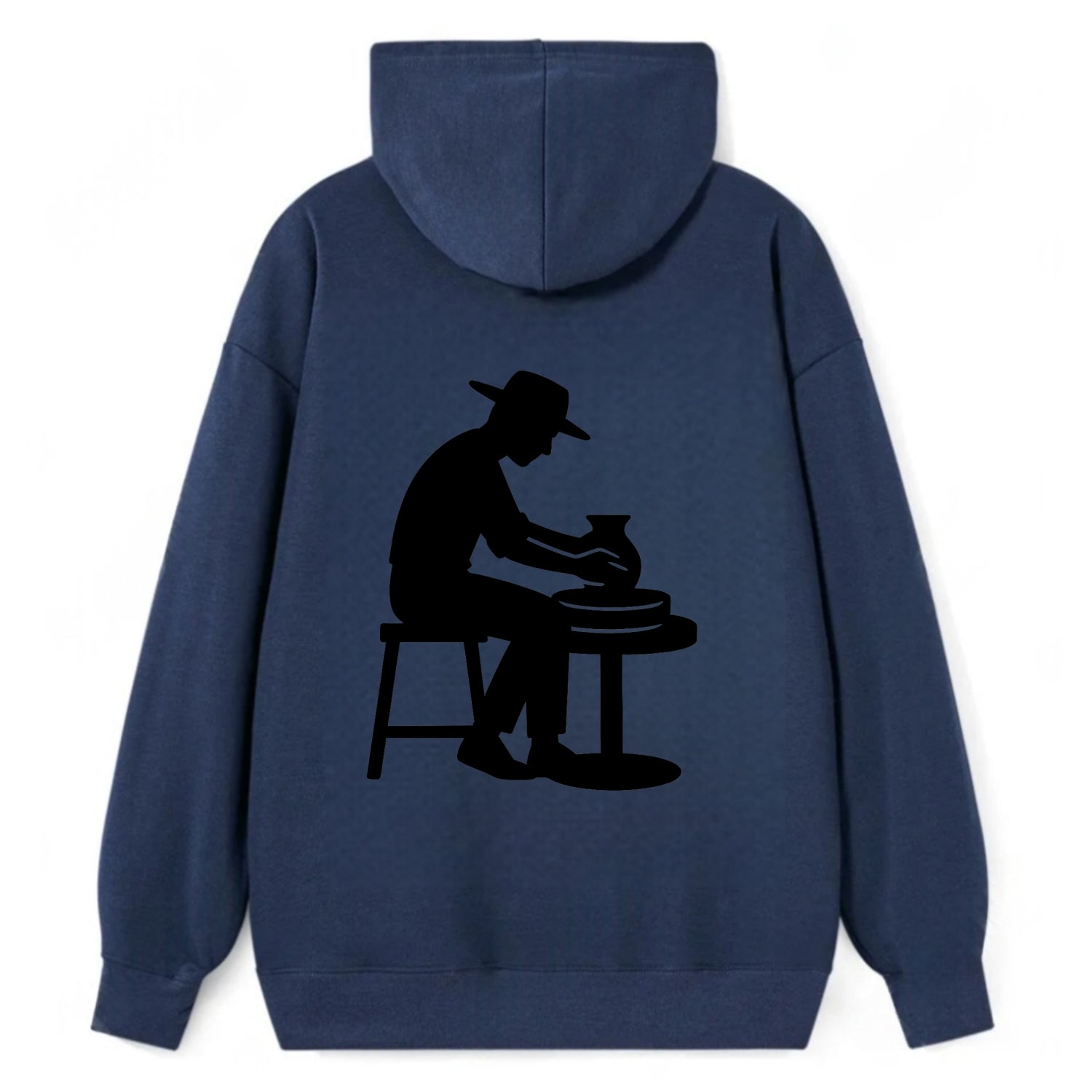 Potter shaping clay on wheel - Classic Pullover Hoodie - Navy