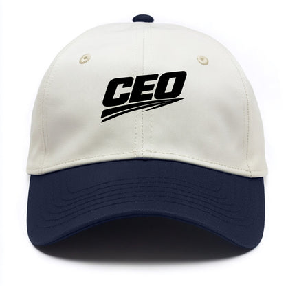 Bold typography design - "CEO" - chief executive, running things - Two Tone Cap - Navy