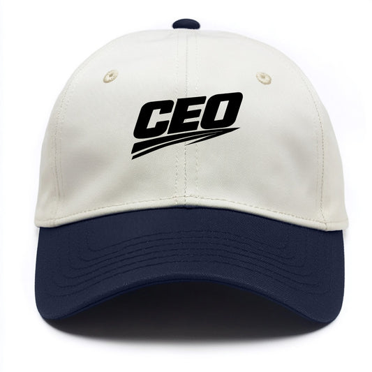 Bold typography design - "CEO" - chief executive, running things - Two Tone Cap - Navy