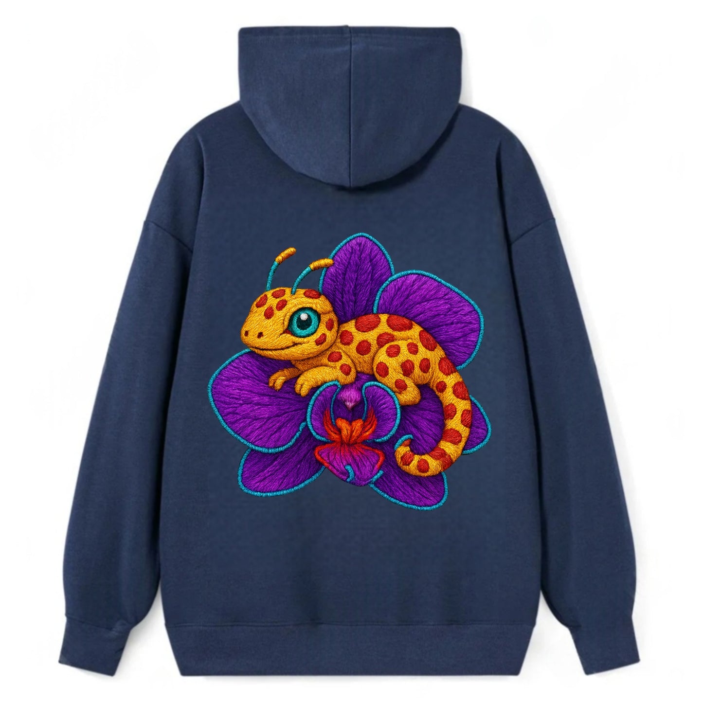 Leopard Orchid - Classic Pullover Hoodie - Navy