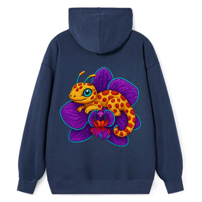 Leopard Orchid - Classic Pullover Hoodie - Navy
