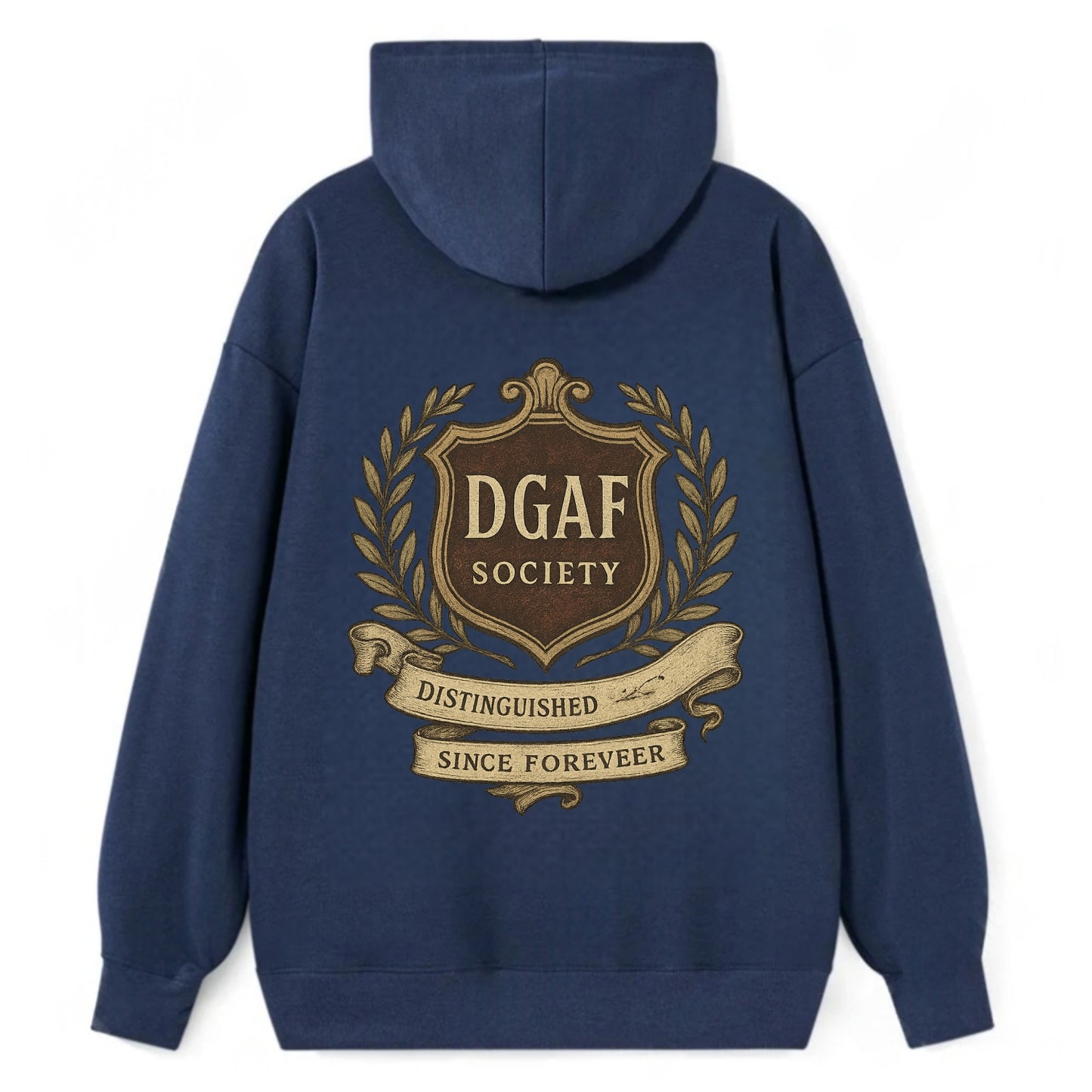 Official membership card design - "DGAF Society - Distinguished Members - Classic Pullover Hoodie - Navy