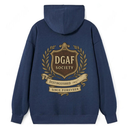 Official membership card design - "DGAF Society - Distinguished Members - Classic Pullover Hoodie - Navy