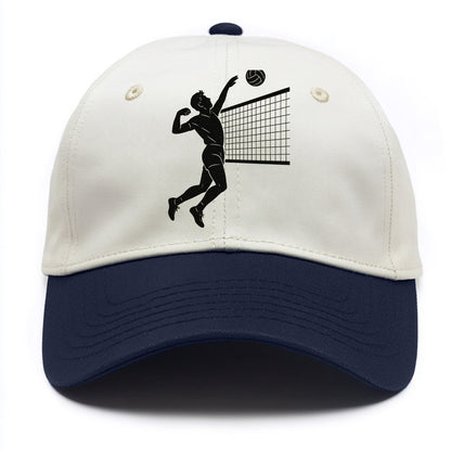 Volleyball player spiking at the net - Two Tone Cap - Navy
