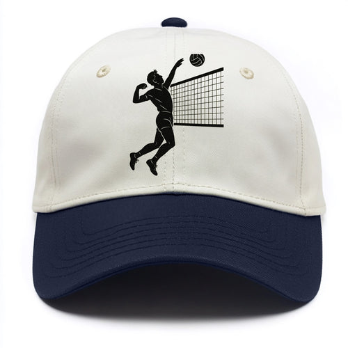 Volleyball player spiking at the net - Two Tone Cap