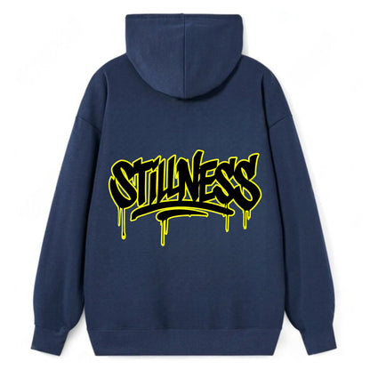 Bold typography design - "STILLNESS" - quiet power, peaceful presence - Classic Pullover Hoodie - Navy