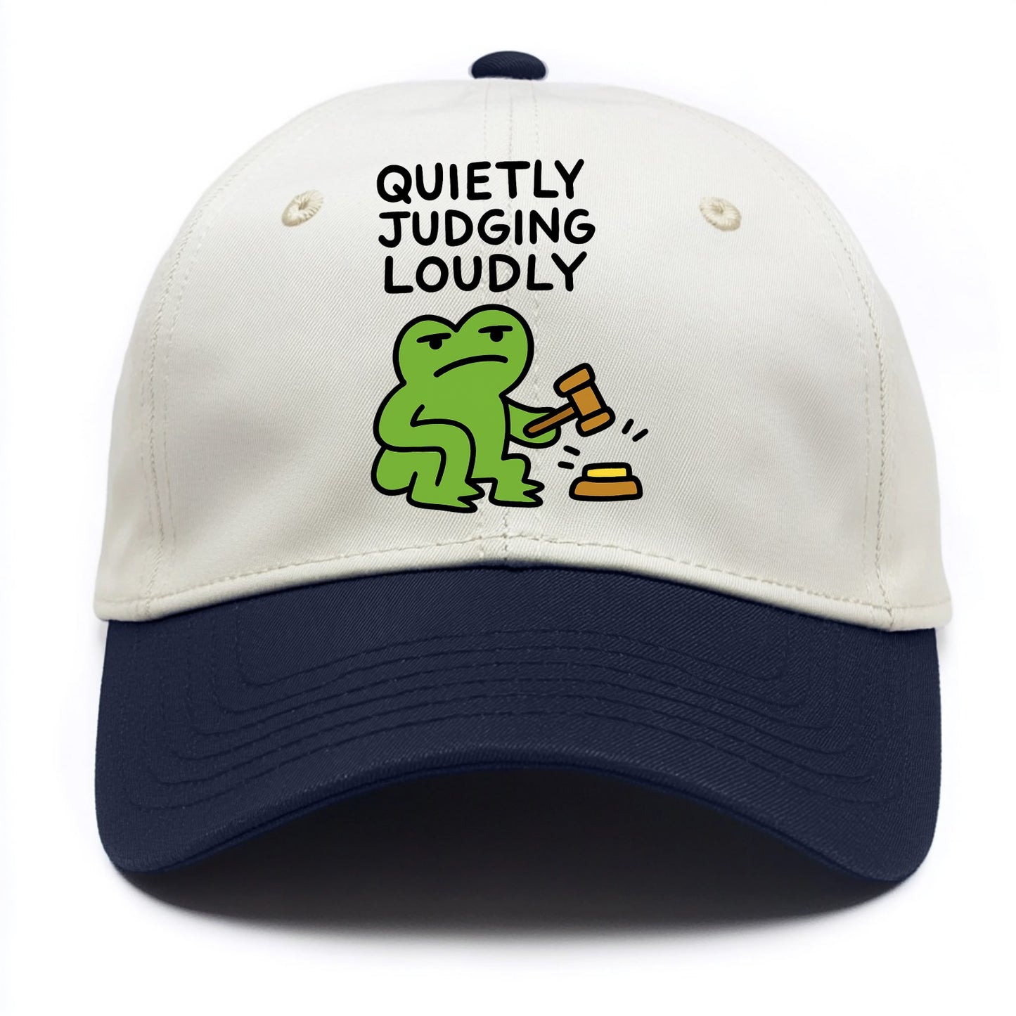QUIETLY JUDGING LOUDLY | Silent gavel banging - Two Tone Cap - Navy