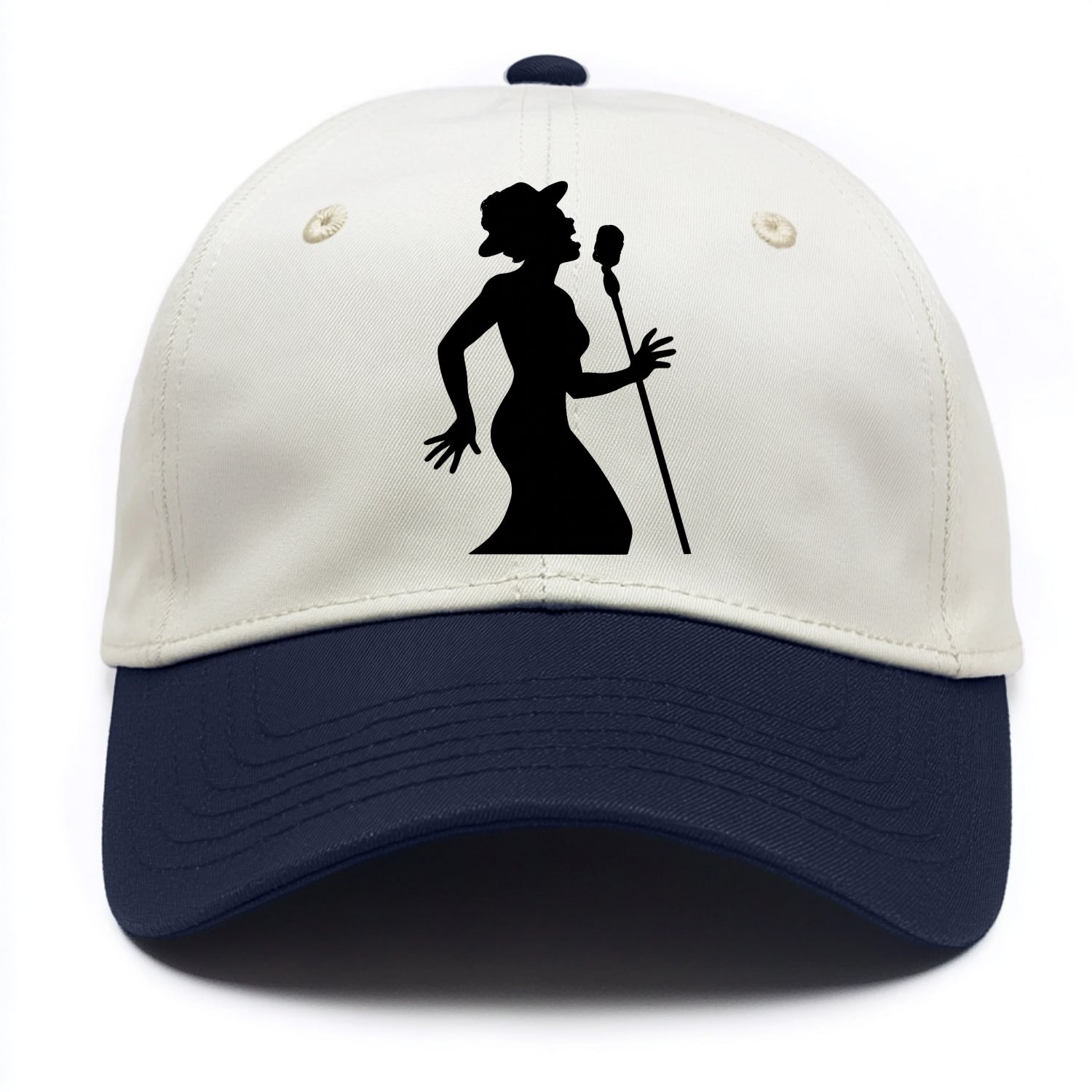 Jazz singer at vintage microphone - Two Tone Cap - Navy