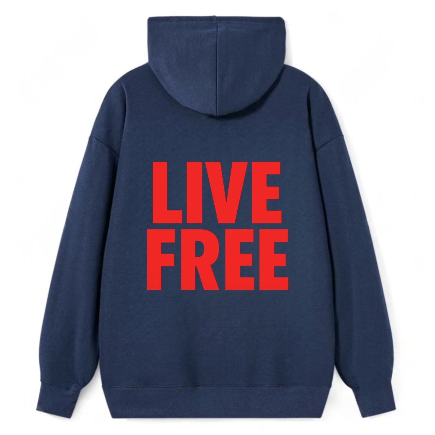 Bold typography design - "LIVE FREE" - unrestricted living - Classic Pullover Hoodie - Navy