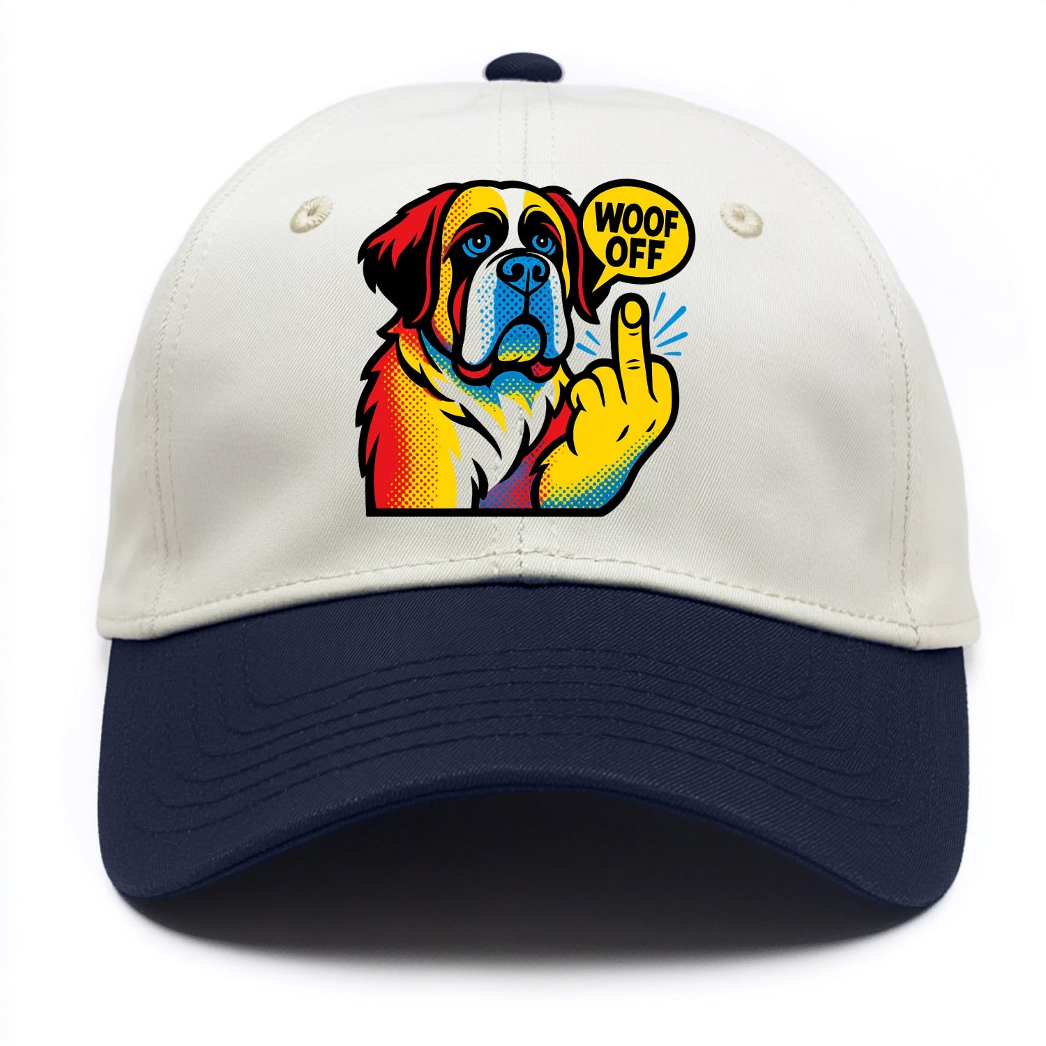 Saint Bernard with gentle giant face and droopy jowls, huge paw raised - Two Tone Cap - Navy