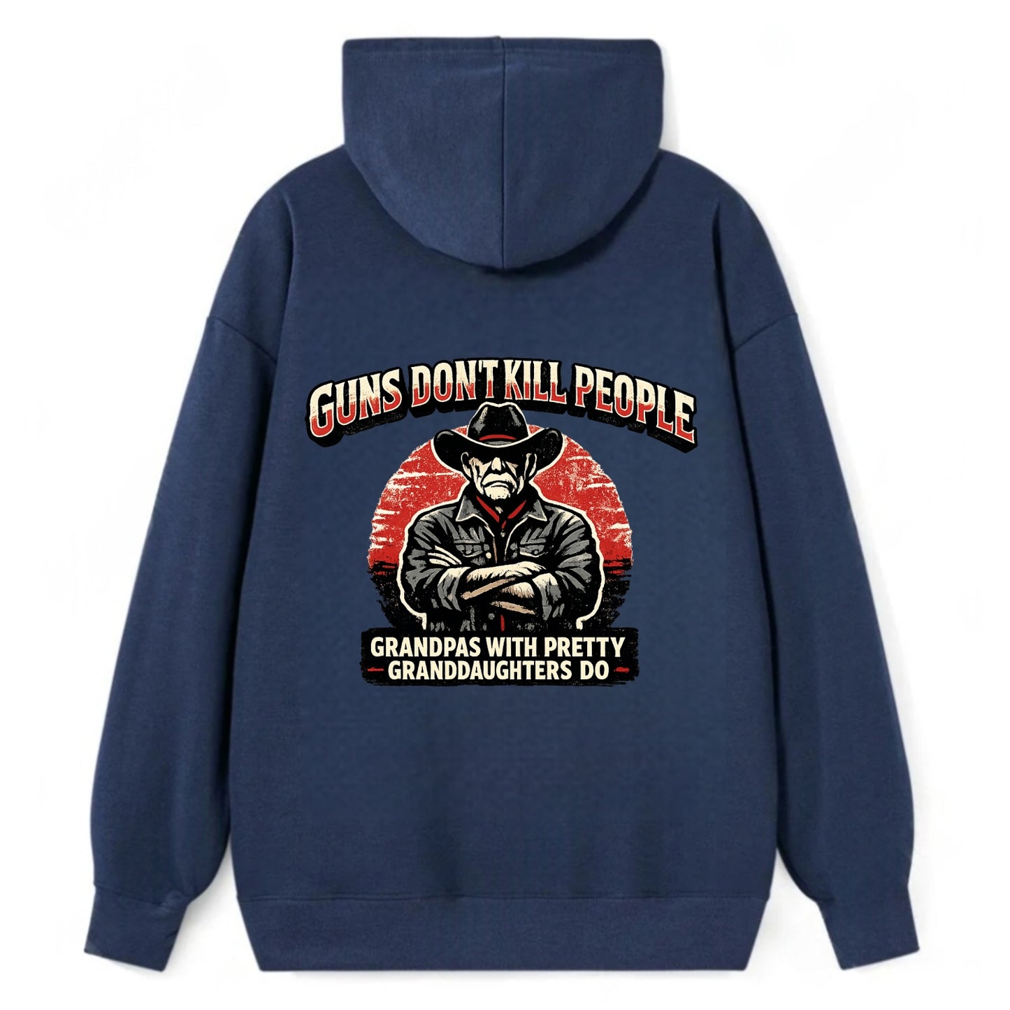 Grandpas Pretty Granddaughters - Cowboy - Classic Pullover Hoodie - Navy