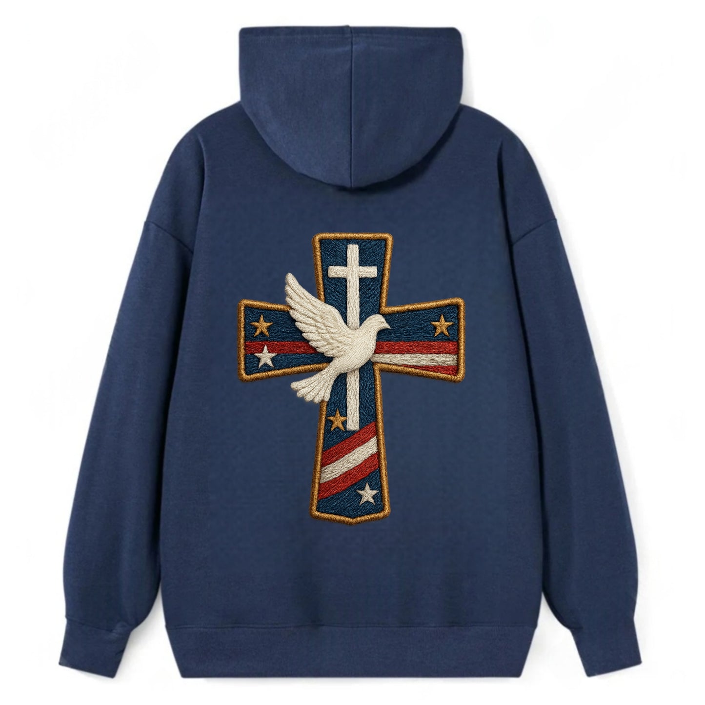 Dove and Cross  - Classic Pullover Hoodie - Navy
