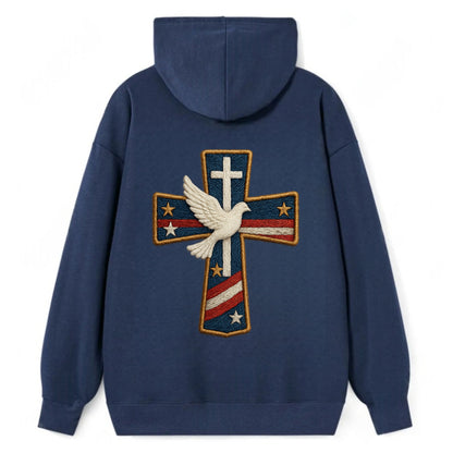 Dove and Cross  - Classic Pullover Hoodie - Navy