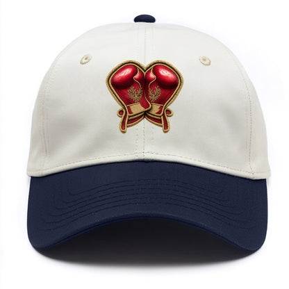 Embroidered patch design - BOXING GLOVES - red boxing gloves crossed in crimson and - Two Tone Cap - Navy