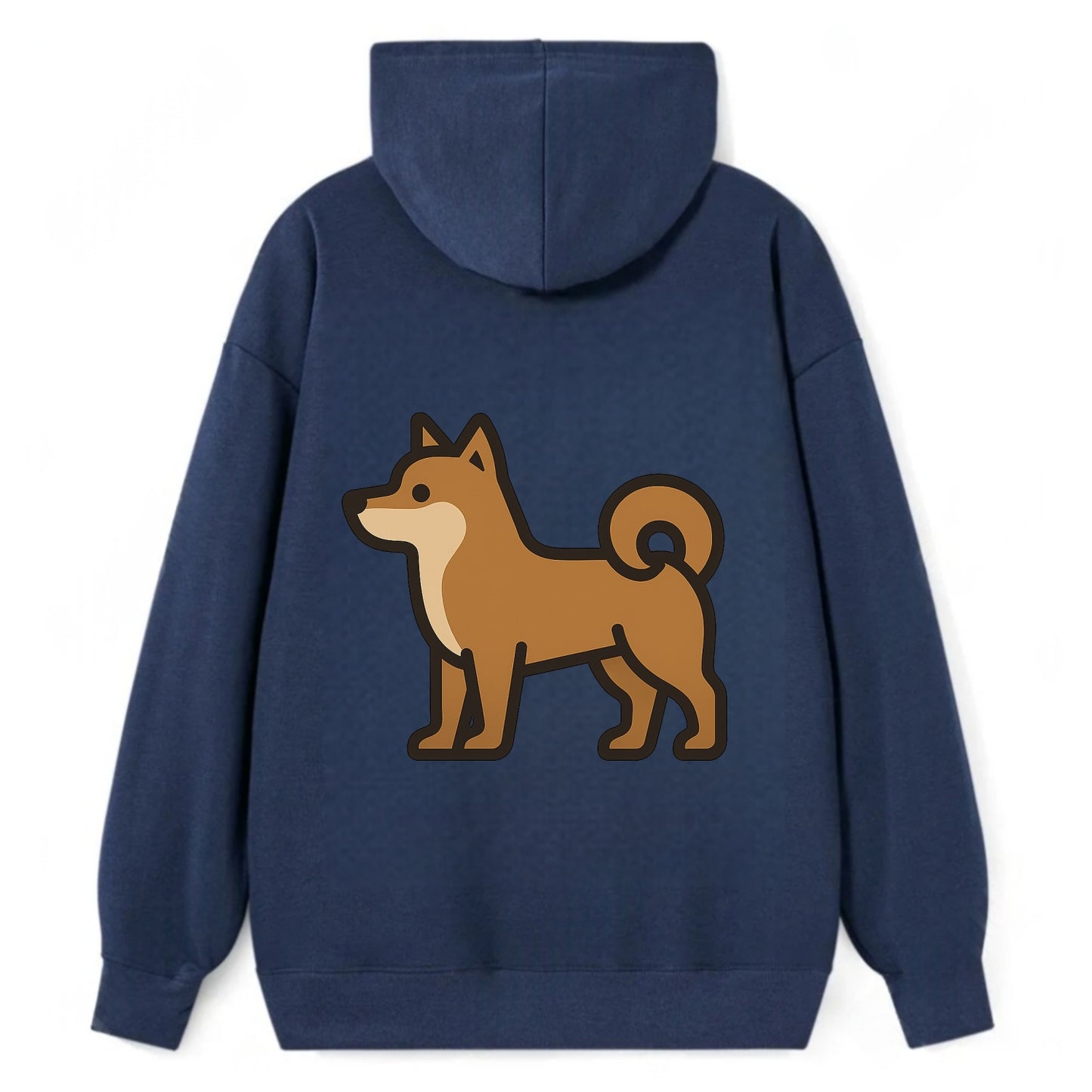 Shiba Inu - Red sesame flat side profile - Classic Pullover Hoodie - Navy