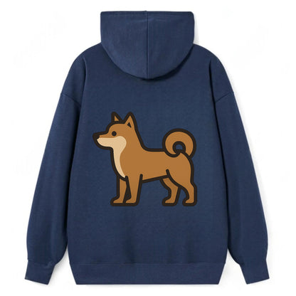 Shiba Inu - Red sesame flat side profile - Classic Pullover Hoodie - Navy