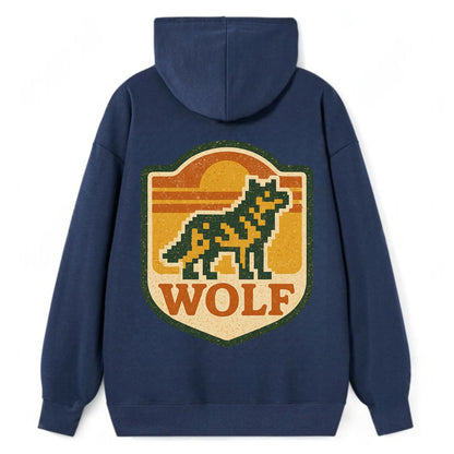 Digital Pixel Wolf  - Classic Pullover Hoodie - Navy