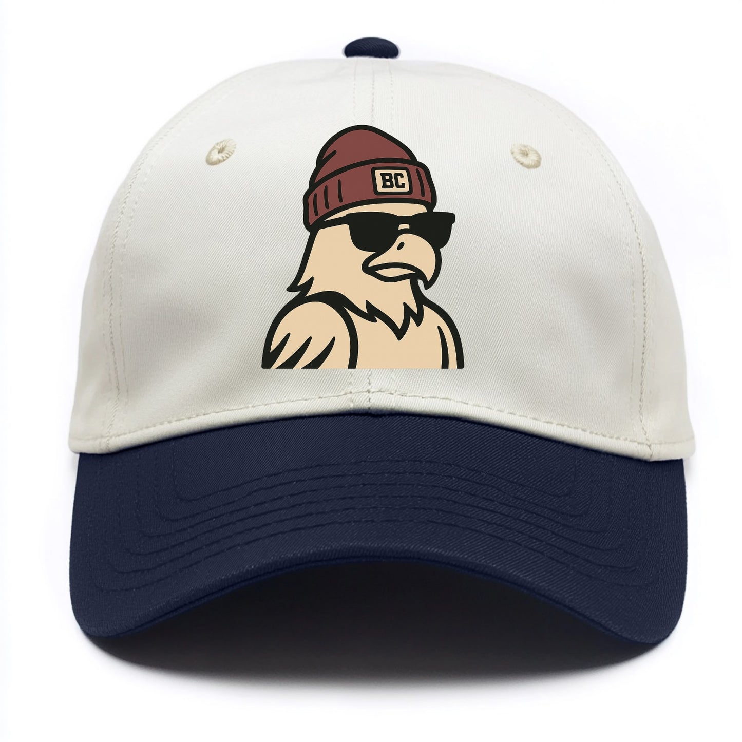Chestnut Hill Eagle wearing Boston College beanie with BC patch - Two Tone Cap - Navy