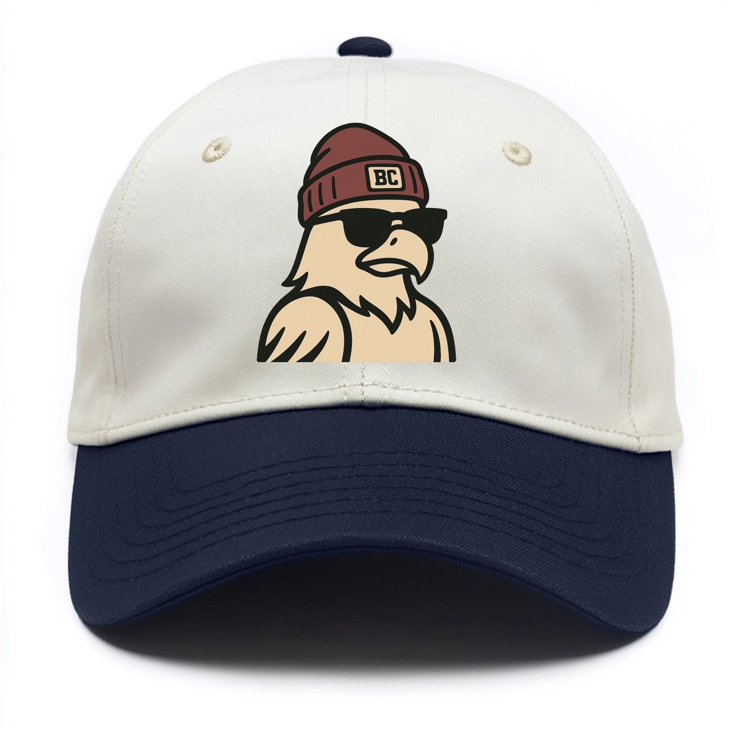 Chestnut Hill Eagle wearing Boston College beanie with BC patch - Two Tone Cap - Navy